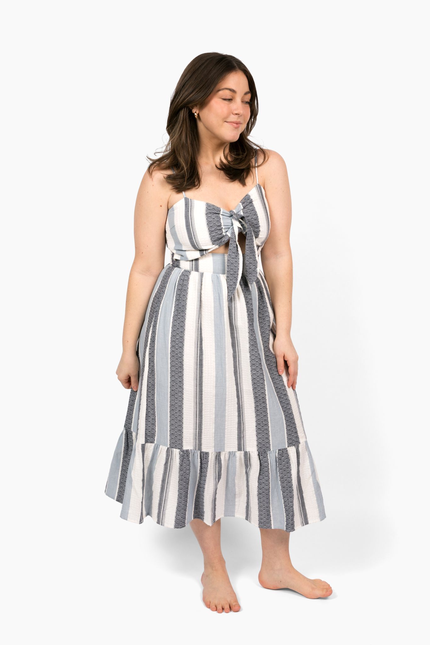 Tie Front Mid Maxi Dress