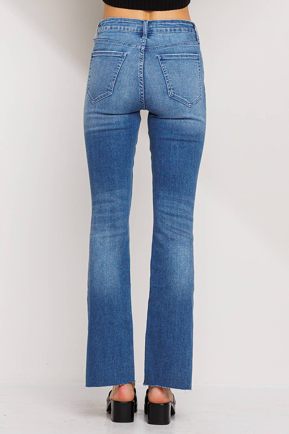 Flare Slit Jeans – Dark Denim