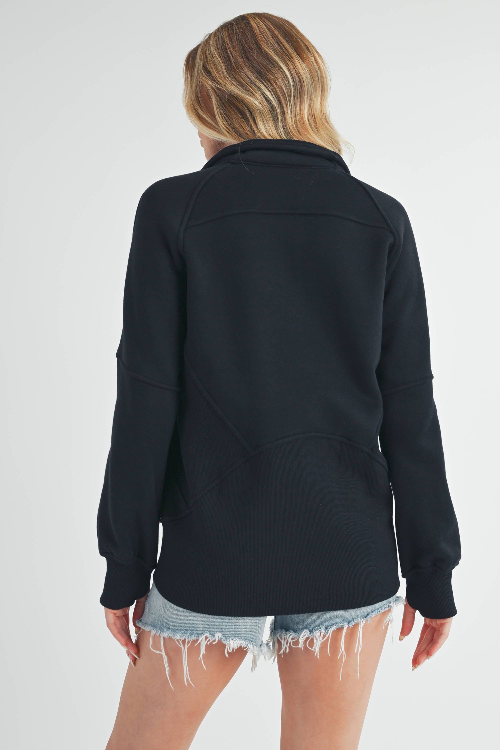 Black funnel neck half zip sweatshirt – The Driftline – Mariley Boutique