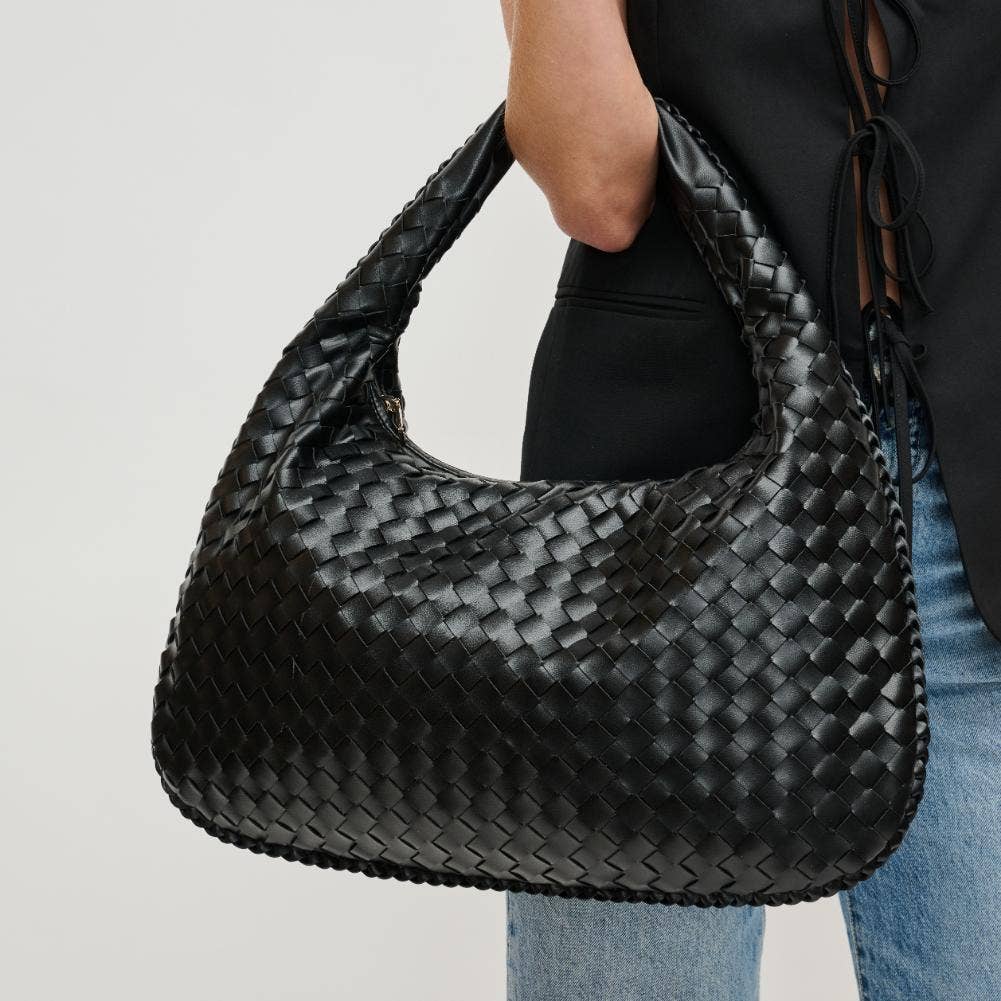 Slouchy black woven hobo handbag – The Ease Bag – Mariley Boutique