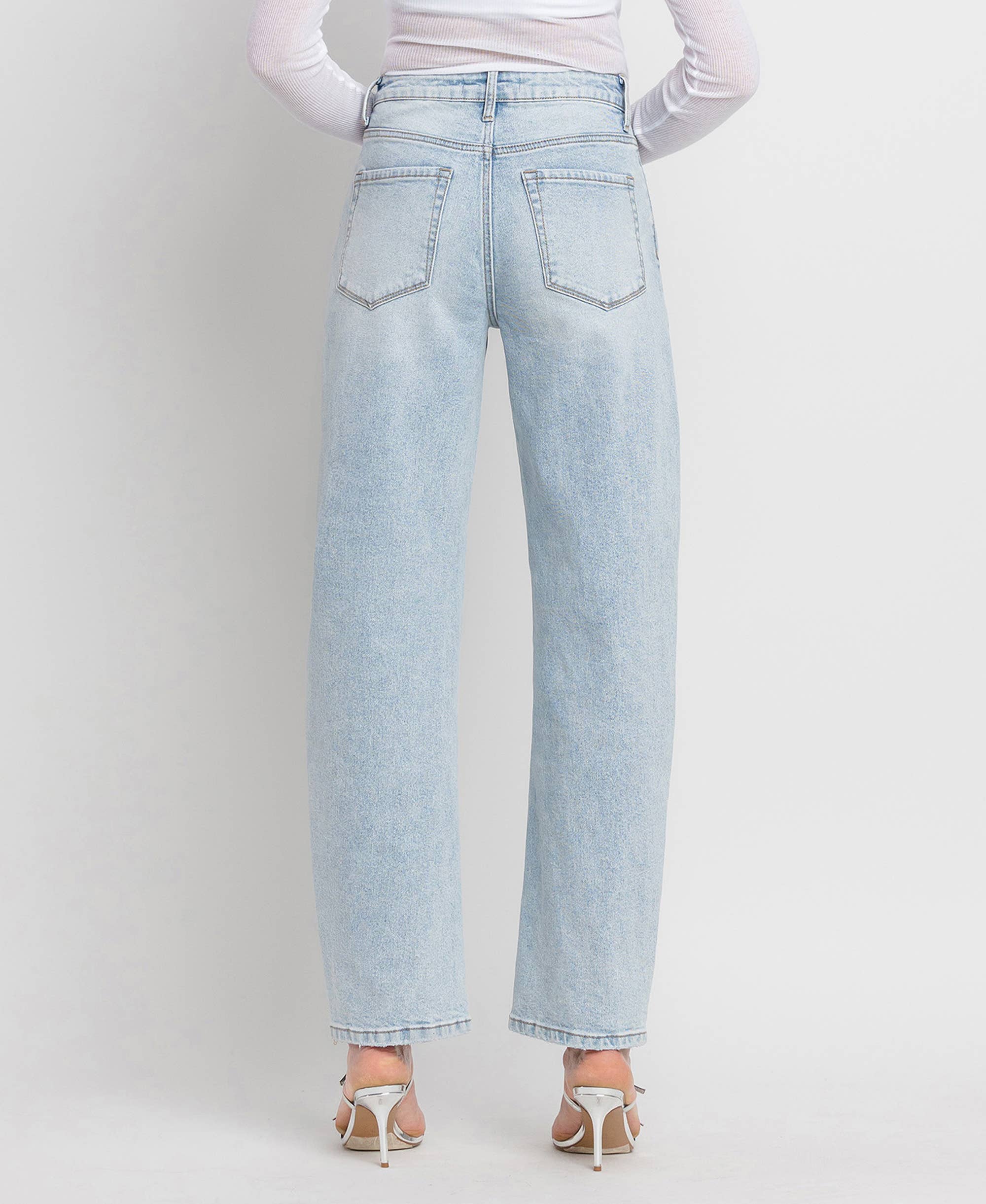 High rise barrel leg jean in vintage wash – tapered ankle – Mariley Boutique