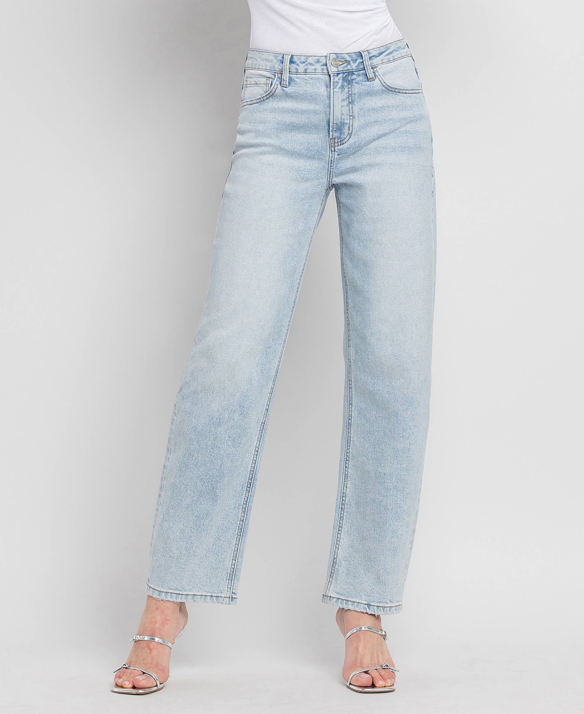 High rise barrel leg jean in vintage wash – tapered ankle – Mariley Boutique