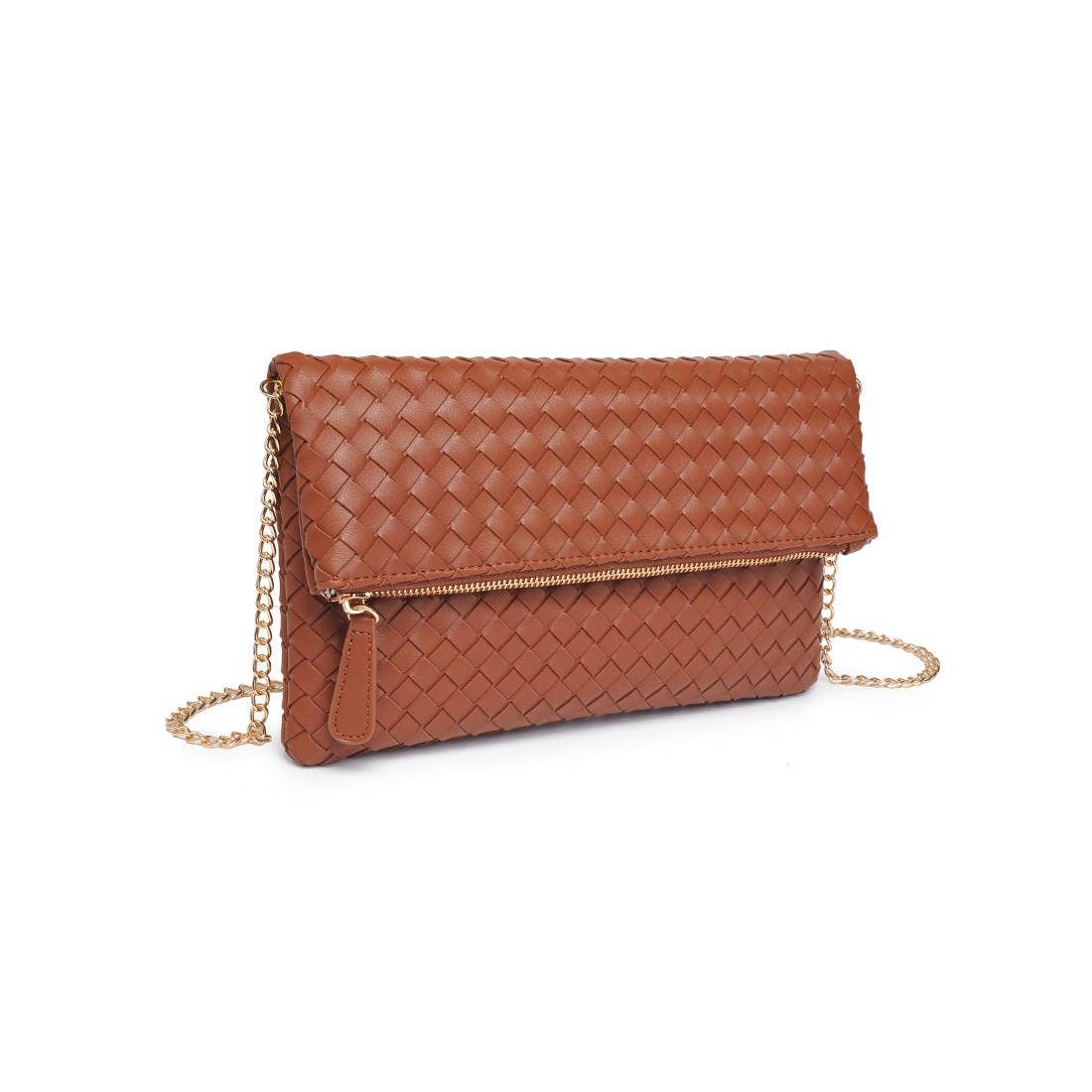  Light chocolate woven vegan leather clutch – The Drift Clutch – Mariley Boutique