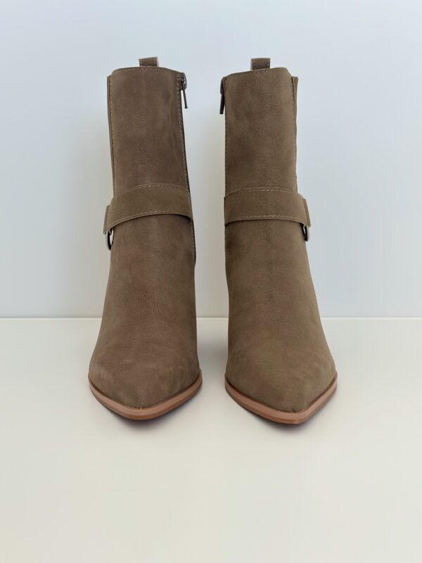 The Valeria Booties – Dark Taupe Distressed Leather